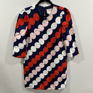 Kate Spade 2 Julian Shift Dress Polka Dot Large Print Red White Blue